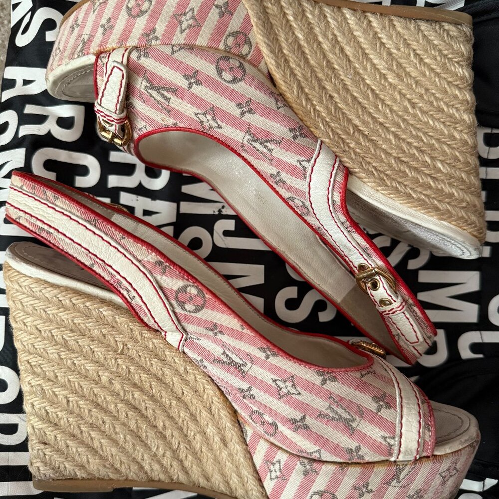 Authentic Louis Vuitton Monogram Wedge Platform Shoes